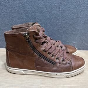 UGG Australia Blaney Hi Top Sneaker Side Zip Brown Womens Size 7